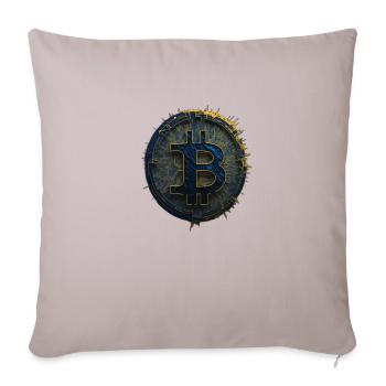 Bitcoin Or Bleu - Housse de coussin décorative 45 x 45 cm - taupe clair - Devant
