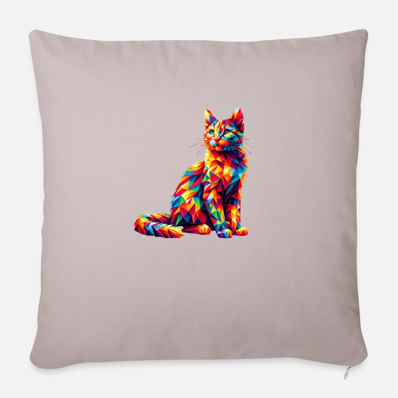 Katze - Sofakissenbezug 45 x 45 cm - helles Taupe