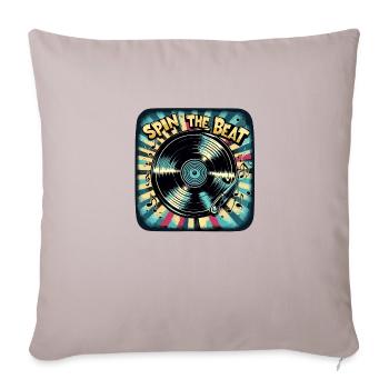 Spin the Beat Vinyl Art | Design de musique rétro - Housse de coussin décorative 45 x 45 cm - taupe clair - Devant