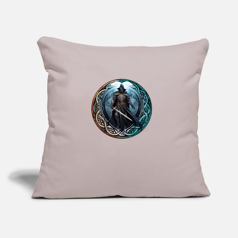 Guerrier celte - magicien à l'épée - rune celte Housse de coussin décorative 45 x 45 cm