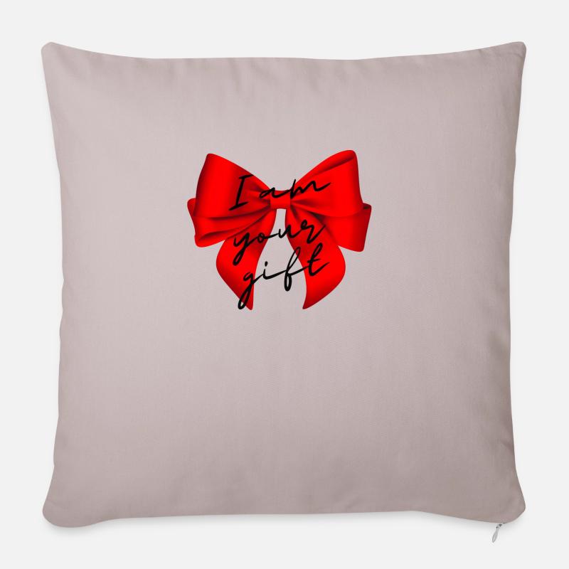 Cadeau de noeud - Housse de coussin décorative 45 x 45 cm - taupe clair