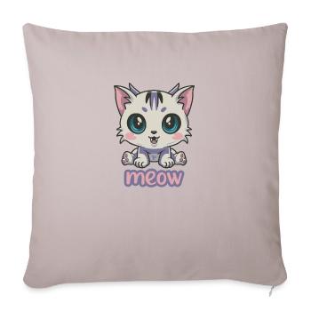 Adorable Anime Kitten with Big Blue Eyes - Sofa pillowcase 17,3'' x 17,3'' (45 x 45 cm) - light taupe - Front