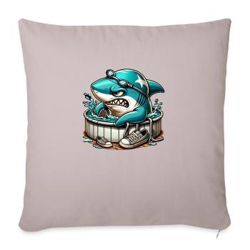 Requin cool dans un baril de natation - Housse de coussin décorative 45 x 45 cm - taupe clair - Devant