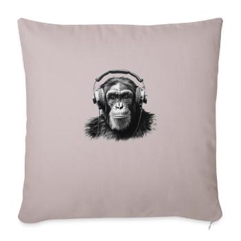Chimpanzé avec écouteurs - Housse de coussin décorative 45 x 45 cm - taupe clair - Devant