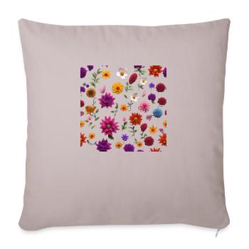 Fleurs 2 - Housse de coussin décorative 45 x 45 cm - taupe clair - Devant