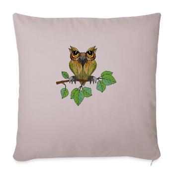 Bunter Vogel - Sofakissenbezug 45 x 45 cm - helles Taupe - Vorne