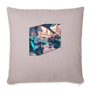 Manga CyberPunk Girl - Housse de coussin décorative 45 x 45 cm - taupe clair - Devant