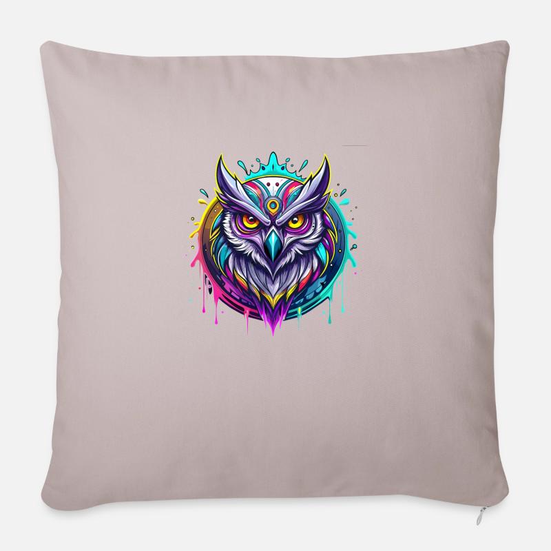 Hibou - Housse de coussin décorative 45 x 45 cm - taupe clair