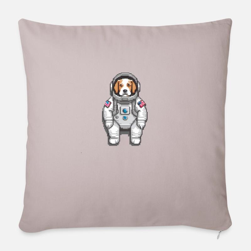 Cadet canin cosmique : l’odyssée de l’espace d’un chiot pixel - Housse de coussin décorative 45 x 45 cm - taupe clair