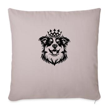 Chien joyeux avec couronne - Housse de coussin décorative 45 x 45 cm - taupe clair - Devant