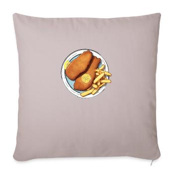 Schnitzel with fries and a slice of lemon - Sofa pillowcase 17,3'' x 17,3'' (45 x 45 cm) - light taupe - Front