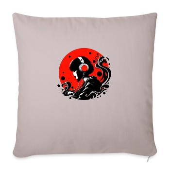 Fille avec des écouteurs - frutiger style métro - Housse de coussin décorative 45 x 45 cm - taupe clair - Devant