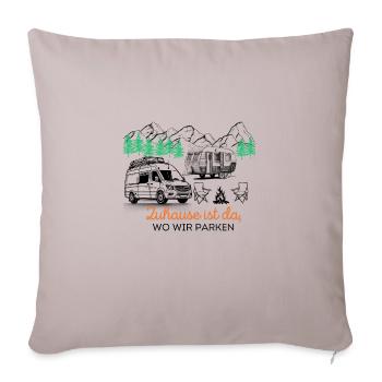 La maison est l’endroit où nous nous garons - Housse de coussin décorative 45 x 45 cm - taupe clair - Devant