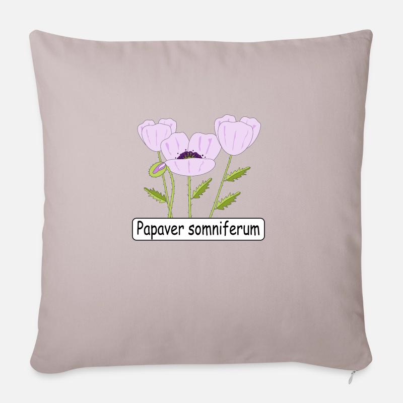 Papaver somniferum - Housse de coussin décorative 45 x 45 cm - taupe clair