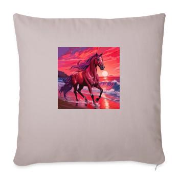 Art du cheval - Housse de coussin décorative 45 x 45 cm - taupe clair - Devant