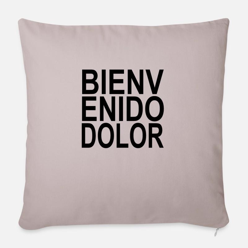 Bienvenido Dolor schwarz - Sofakissenbezug 45 x 45 cm - helles Taupe