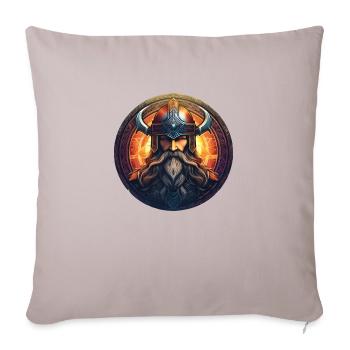 Guerrier viking avec casque et décor - Housse de coussin décorative 45 x 45 cm - taupe clair - Devant