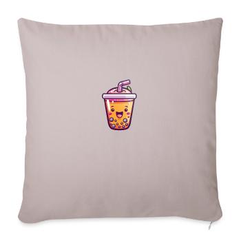 Fröhlicher Bubble Tea - Sofakissenbezug 45 x 45 cm - helles Taupe - Vorne