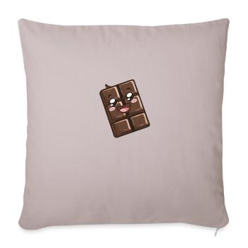 Carré de chocolat souriant - Happy Dessert - Housse de coussin décorative 45 x 45 cm - taupe clair - Devant
