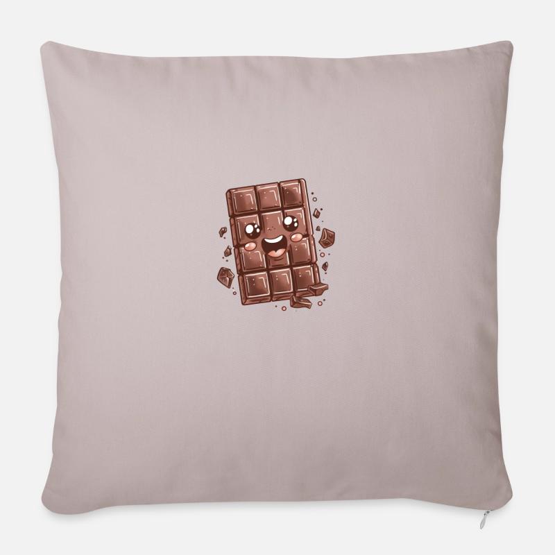 Niedlicher Schokoladenriegel Schokoladentafel süß - Sofakissenbezug 45 x 45 cm - helles Taupe