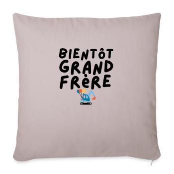 bientot grand frere - Housse de coussin décorative 45 x 45 cm - taupe clair - Devant