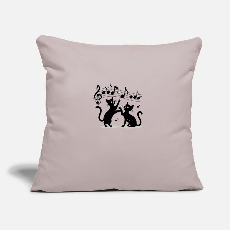 Black cats pattern playing with musical note Sofa pillowcase 17,3'' x 17,3'' (45 x 45 cm)