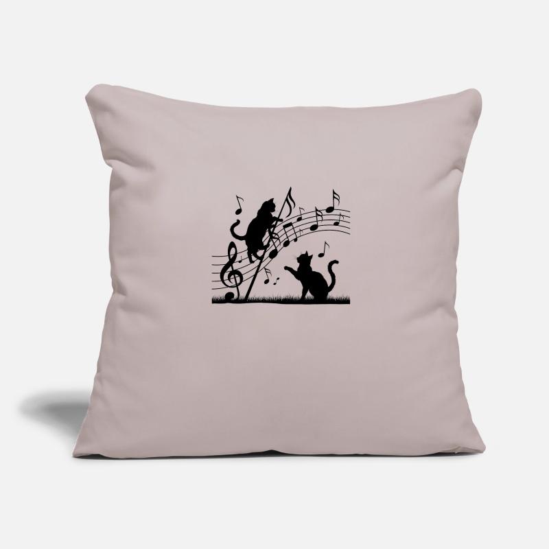 Black cats pattern playing with musical note Sofa pillowcase 17,3'' x 17,3'' (45 x 45 cm)