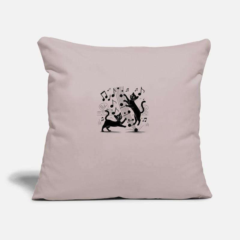Black cats pattern playing with musical note Sofa pillowcase 17,3'' x 17,3'' (45 x 45 cm)
