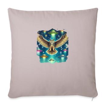 Rencontre avec un OVNI avec un hibou mystique - Housse de coussin décorative 45 x 45 cm - taupe clair - Devant