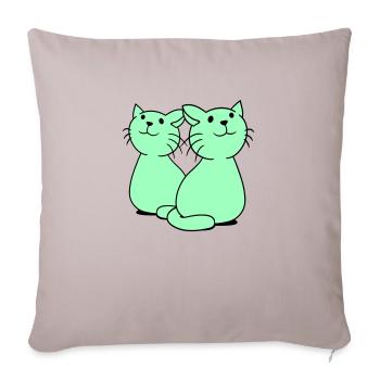 Deux chats heureux 2 amis Couple Équipe Couple - Housse de coussin décorative 45 x 45 cm - taupe clair - Devant