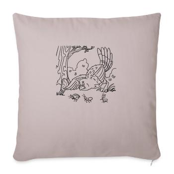 Coloriage d’oiseau mignon pour la fête d’anniversaire des enfants - Housse de coussin décorative 45 x 45 cm - taupe clair - Devant