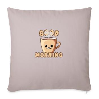 Tasse de chat mignon Good Morning - Housse de coussin décorative 45 x 45 cm - taupe clair - Devant