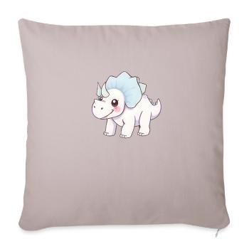 Dinosaure de dessin animé souriant avec arc bleu - Housse de coussin décorative 45 x 45 cm - taupe clair - Devant