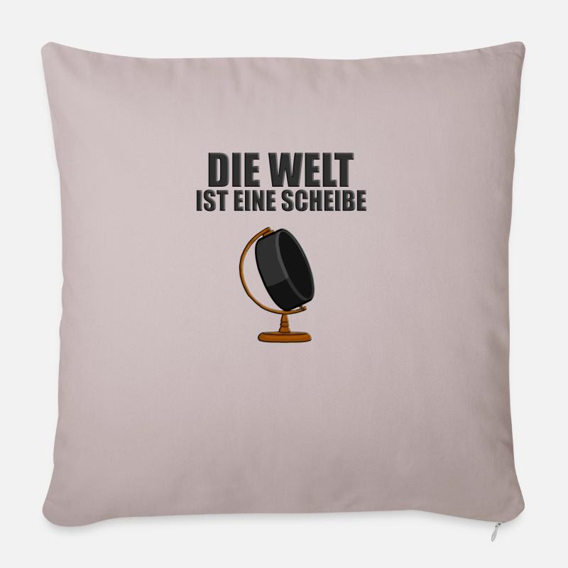 DIE WELT IST EINE SCHEIBE - EISHOCKEY - ERDE - Sofakissenbezug 45 x 45 cm - helles Taupe