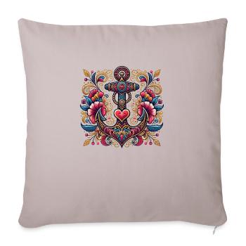 Ancre avec cœur - Housse de coussin décorative 45 x 45 cm - taupe clair - Devant
