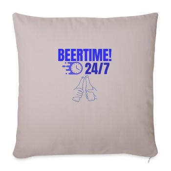 Bière 24h/24 et 7j/7 2.0 - Housse de coussin décorative 45 x 45 cm - taupe clair - Devant