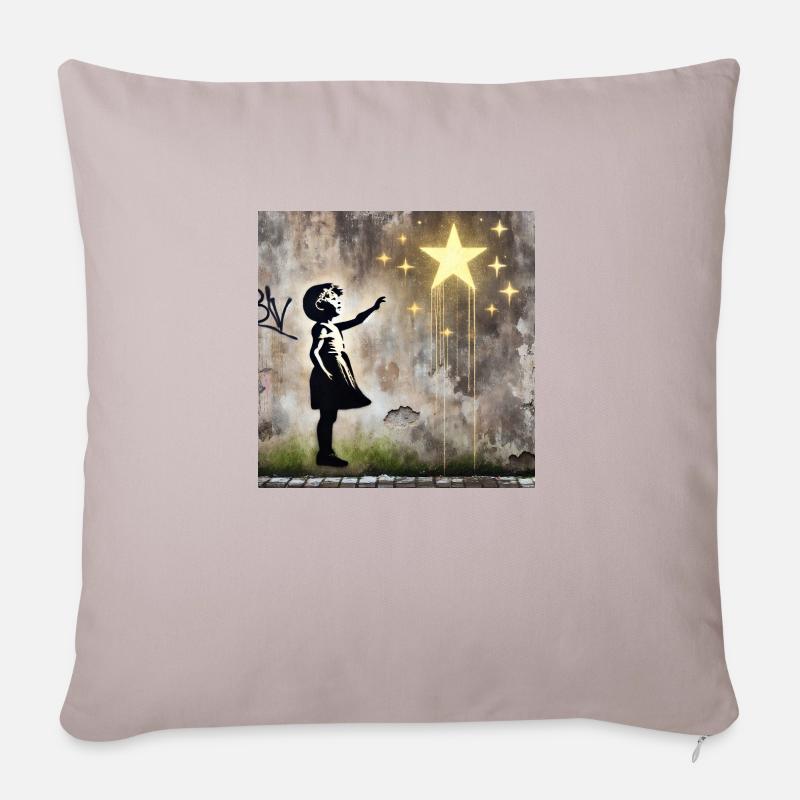 Kein Banksy - Greif nach den Sternen - Sofakissenbezug 45 x 45 cm - helles Taupe