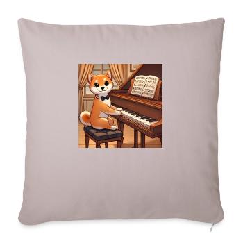 Shiba Inu Pianist - Sofa pillowcase 17,3'' x 17,3'' (45 x 45 cm) - light taupe - Front