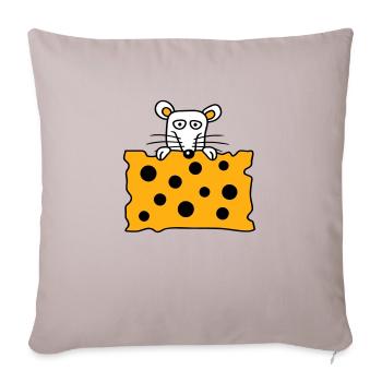 Souris Rat Derrière De Grands Trous Fromage Semble Drôle - Housse de coussin décorative 45 x 45 cm - taupe clair - Devant