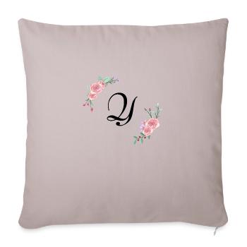 Pink floral letter - Sofa pillowcase 17,3'' x 17,3'' (45 x 45 cm) - light taupe - Front