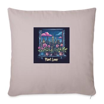 Plant lover NYC - Sofa pillowcase 17,3'' x 17,3'' (45 x 45 cm) - light taupe - Front