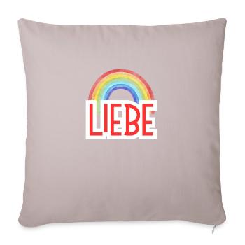 AMOUR + ARC-EN-CIEL - Housse de coussin décorative 45 x 45 cm - taupe clair - Devant