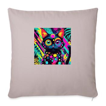 neon colored cartoon style Cat dog art design cool - Sofa pillowcase 17,3'' x 17,3'' (45 x 45 cm) - light taupe - Front