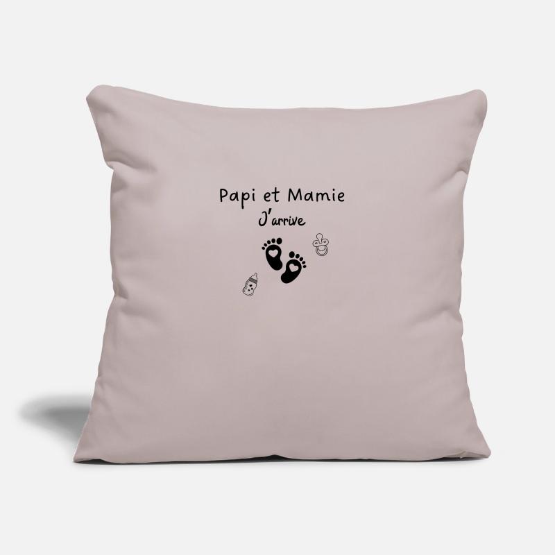 Papi et mamie j’arrive Housse de coussin décorative 45 x 45 cm