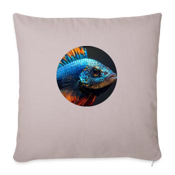 Poisson, coloré, paillettes, paillettes, bleu - Housse de coussin décorative 45 x 45 cm - taupe clair - Devant