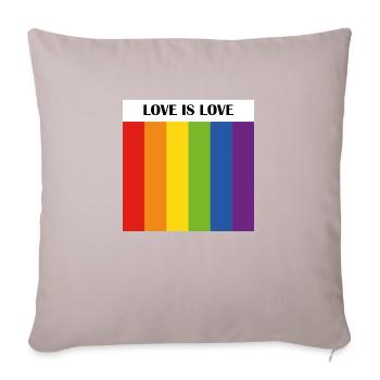 LOVE IS LOVE LGBTQ Regenbogenflagge - Sofakissenbezug 45 x 45 cm - helles Taupe - Vorne