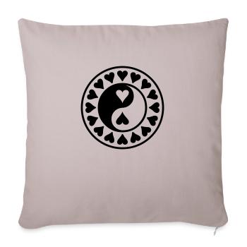Yin Yang mit Hertzen - Sofakissenbezug 45 x 45 cm - helles Taupe - Vorne