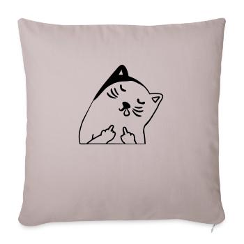 Schlafende Fuck you Katze mit Mittelfinger - Sofakissenbezug 45 x 45 cm - helles Taupe - Vorne