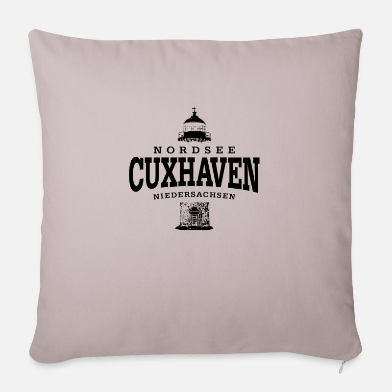 Cuxhaven Nordsee (schwarz) - Sofakissenbezug 45 x 45 cm - helles Taupe