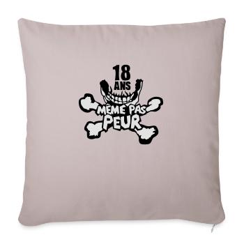 18 ans meme pas peur anniversaire tete m - Housse de coussin décorative 45 x 45 cm - taupe clair - Devant